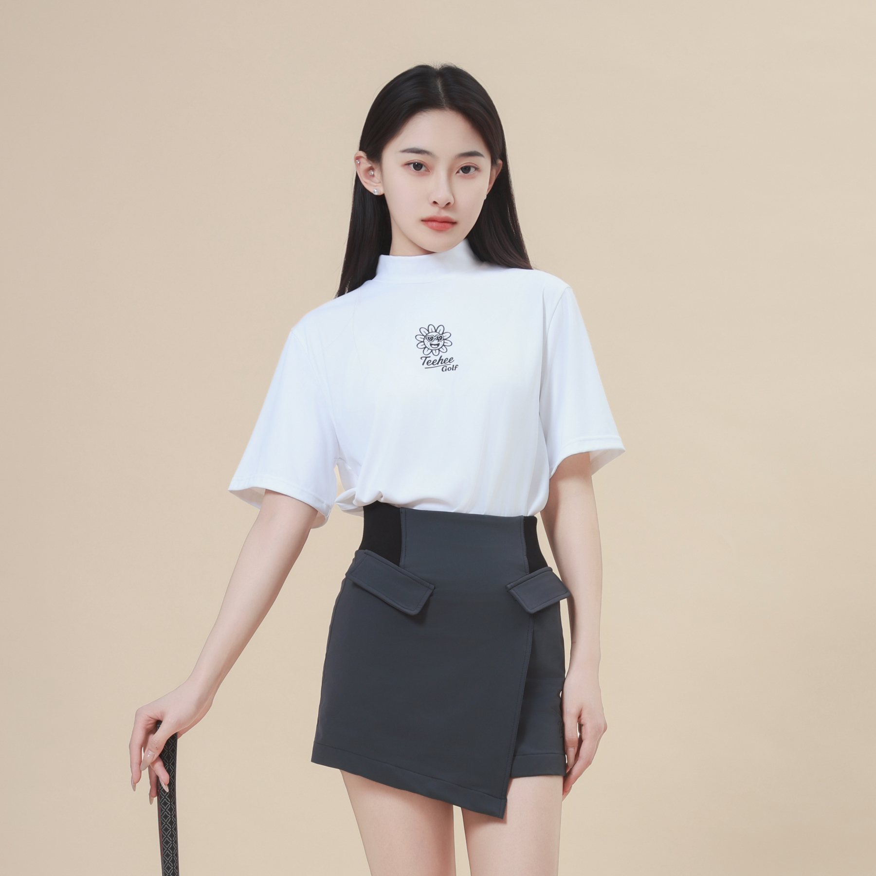 High-Waist Stretch Slit Skirt
